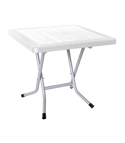 میز مربع تاشو حصیربافت کد 523 - سفید