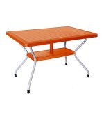 میز مستطیل حصیربافت پایه فلزی کد 621 - نارنجی