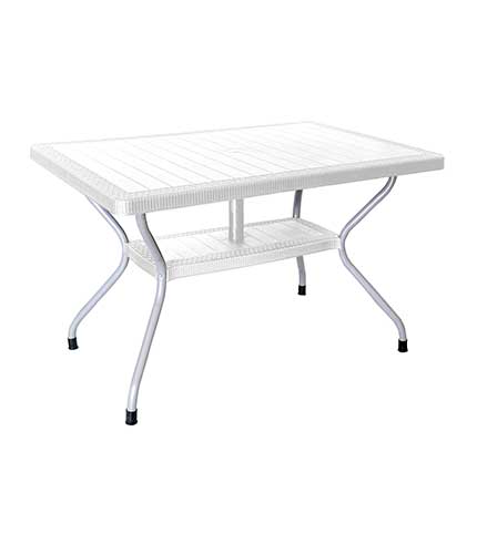 میز مستطیل حصیربافت پایه فلزی کد 621 - سفید
