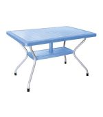 میز مستطیل حصیربافت پایه فلزی کد 621 - آبی