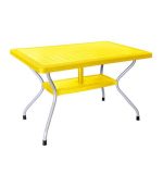 میز مستطیل حصیربافت پایه فلزی کد 621 - زرد