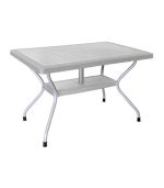 میز مستطیل حصیربافت پایه فلزی کد 621 - طوسی