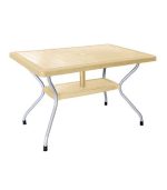 میز مستطیل حصیربافت پایه فلزی کد 621 - کرم