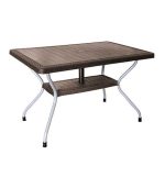 میز مستطیل حصیربافت پایه فلزی کد 621 - قهوه ای