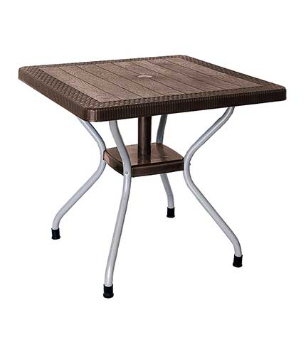 میز مربع حصیربافت پایه فلزی کد 623 - قهوه ای