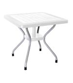 میز مربع حصیربافت پایه فلزی کد 623 - سفید