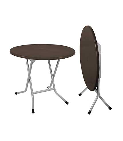 میز گرد تاشو پایه فلزی کد 722 - قهوه ای