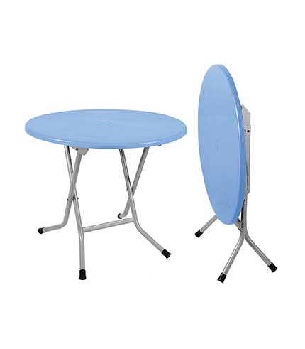 میز گرد تاشو پایه فلزی کد 722 - آبی