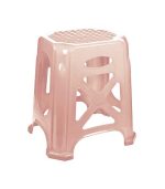 چهارپایه پلاستیکی حصیری بلند 1017 صورتی