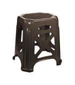 چهارپایه پلاستیکی حصیری بلند 1017 قهوه ای