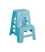 چهارپایه دو پله پلاستیکی بلند سوپر آبی روشن