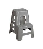 چهارپایه دو پله پلاستیکی بلند طوسی