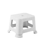 چهارپایه پلاستیکی حصیری کوتاه 865 سفید