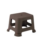 چهارپایه پلاستیکی حصیری کوتاه 865 قهوه ای