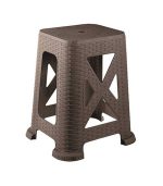 چهارپایه پلاستیکی حصیری بلند 867 قهوه ای